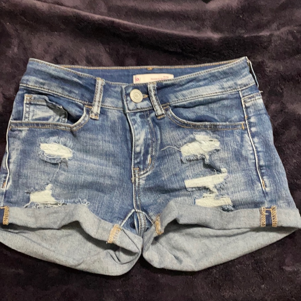 Denim ripped shorts
